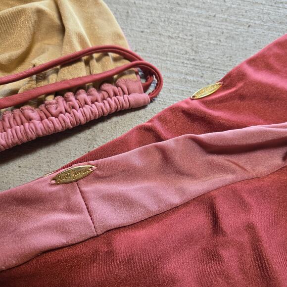 Luli Fama Bloom Halter Bikini Top Minimal and Banded Bottom Large D Cup Swim - Picture 4 of 5